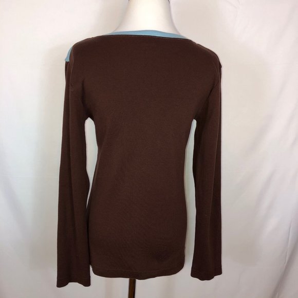 Back In The Saddle Embroidered Vintage Henley Western Style Knit Top Stretch - Picture 5 of 8